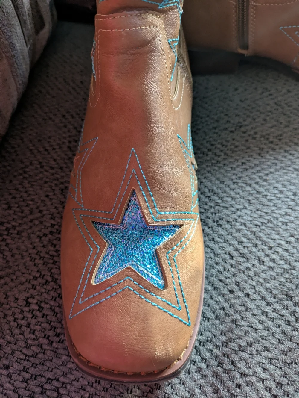 ⭐ Stellar Wonder Nation Blue Glitter Star Cowboy‎ Western Sequin Boots